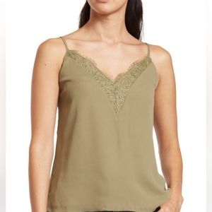 Melrose And Market Olive Aloe Green Lace Camisole, Size XL